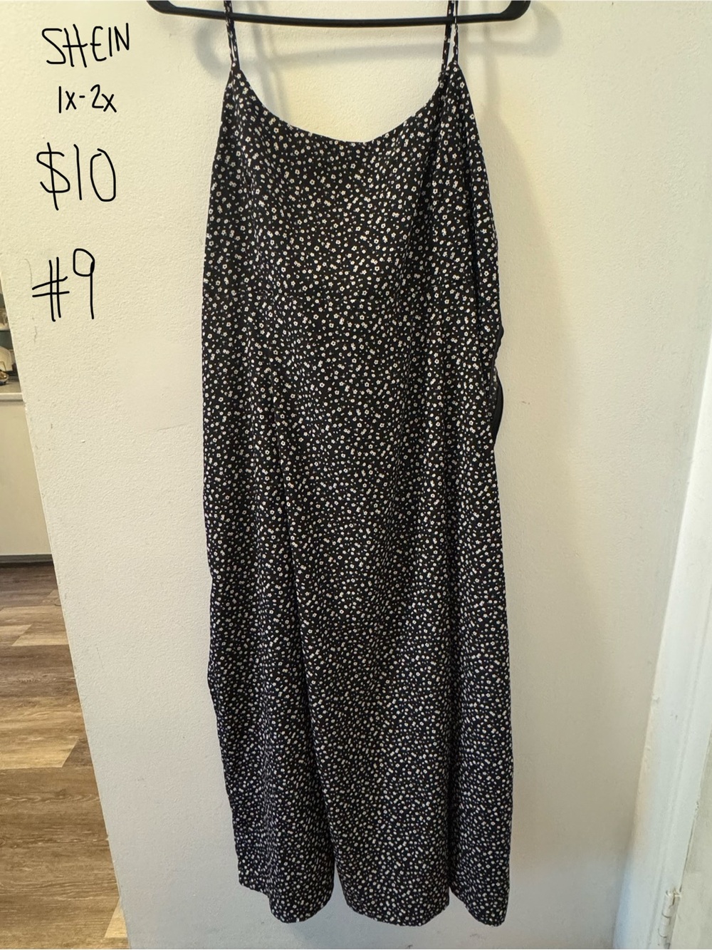 SHEIN Black Maxi Dress with White Floral Print